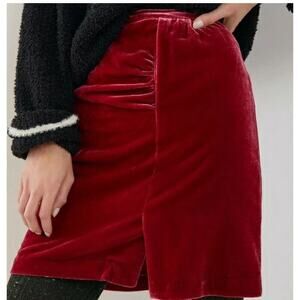 Anthropologie Skirt 2 Montie Crushed Velvet Mini Ruched Festival Grunge Burgundy